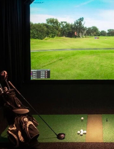 Indoor golf simulator experience at Let's Play family entertainment center in Delta, BC